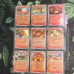 Pokemon Cute Fire-Type 9 Card Lot holo/reverse holo - Bulk/binder page filler - Image 1