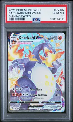 2021 POKEMON SWORD & SHIELD SHINING FATES #SV107 FULL ART/CHARIZARD VMAX PSA 10 - Image 1