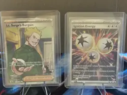 Pokemon TCG Lt. Surge's Bargain 170 & Ignition Energy Card 124 Lot - 2 Cards - Image 1