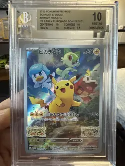 2022 Pokemon Promo SV Japanese '22 Early Purchase Bonus #001 SVP Pikachu BGS 10 - Image 1