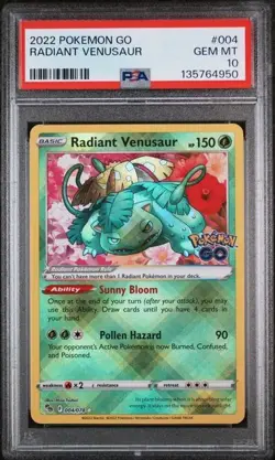 PSA 10 GEM MINT Radiant Venusaur Pokemon GO 2022 Holo Rare 004/078 - Image 1