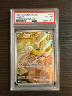 Yamper 099/094 IR 2025 Pokemon Phantasmal Flames PSA 10 Gem Mint - Image 1