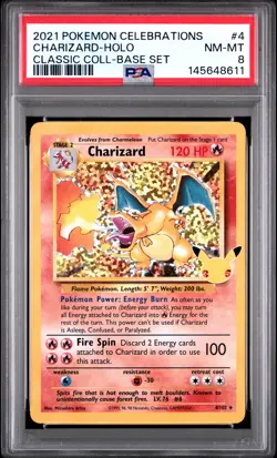 Charizard Holo 4 Celebrations Classic Collection Pokemon PSA 8 *611 - Image 1