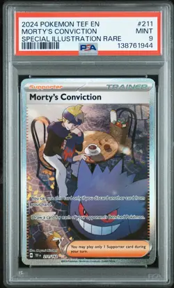 Morty's Conviction 211/162 Special Illustration Rare Pokemon PSA 9 *944 - Image 1