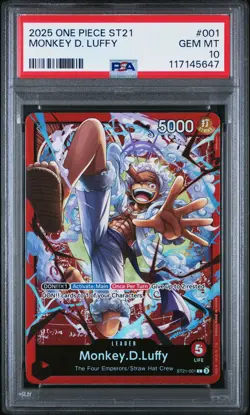 Monkey D. Luffy Leader ST21-001 Starter Deck Gear 5 2025 Foil LOW POP!!! PSA 10 - Image 3