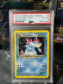 Pokemon TCG Feraligatr Neo Genesis Holo Card 4/111 1st Edition Rare PSA 6 - Image 1