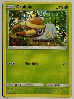 Grubbin 2/12 (MP) Confetti Holo McDonald’s Promo 2019 Pokemon Card TCG - Image 1
