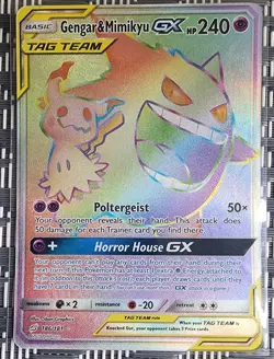 Gengar & Mimikyu GX 186/181 Rainbow Secret Rare - S&M: Team Up - Pokemon - Image 1