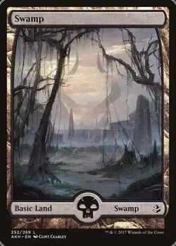 4x - Swamp FULL ART # 252 - MTG Basic Land - Amonkhet - NM - Image 1