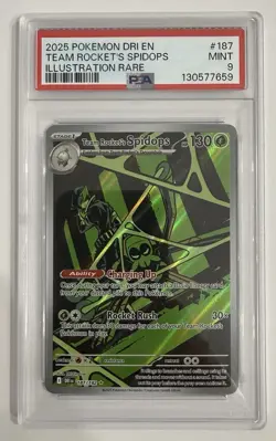 Pokemon Team Rocket's Spidops Illustration Rare Holo Sv10 187/182 PSA 9 2025 - Image 1