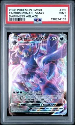 GRIMMSNARL VMAX #115 PSA 10 2020 POKEMON SWORD & SHIELD DARKNESS ABLAZE FULL ART - Image 1