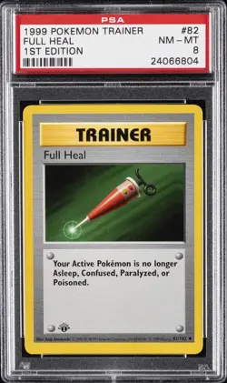 1999 POKEMON BASE SET 1ST EDITION #82 FULL HEAL PSA 8 - Image 1