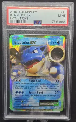 2016 POKEMON XY EVOLUTIONS #21 BLASTOISE EX PSA 9 MINT - Image 1