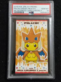 PSA 10 Pokemon 2015 Poncho-Wear Pikachu Business Card Charizard Y Promo Japanese - Image 1