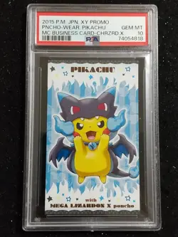 PSA 10 Pokemon 2015 Poncho-Wear Pikachu Business Card Charizard X Promo Japanese - Image 1