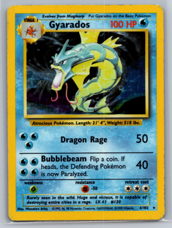 1999 Pokemon TCG Gyarados Holo Rare Card Base Set 6/102 Vintage WOTC MP - Image 1