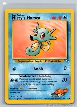 Misty's Horsea 86/132 - Gym Heroes Unlimited Edition - WOTC Pokemon Card LP - Image 1