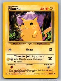 PIKACHU - Base Set - 58/102 - Common - Pokemon Card - Unlimited Edition - LP - Image 1