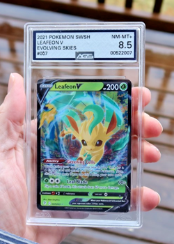 Vintage 2021 Pokemon SWSH Card Leafeon V #007 Graded 8.5 AGS Evolving Skies SLAB - Image 1