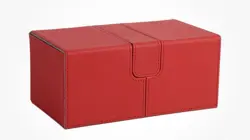 Leather Double Deck Box for 200+ Sleeved Cards Twin Flip Deck Case with 3 Trays - Image 1