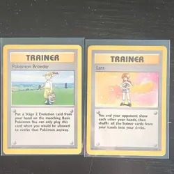 Pokemon Card Base Set Trainer Breeder 76/102 Lass 75/102 - 2 Cards RARE, MINT - Image 1