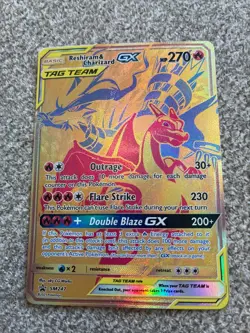 Reshiram & charsard GX gold tag team promo 270HP basic Pokemon by - Image 1