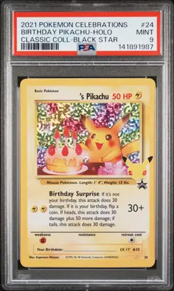 PSA 9 BIRTHDAY PIKACHU 24 CELEBRATIONS CLASSIC COLLECTION POKEMON GEM MINT BM - Image 1