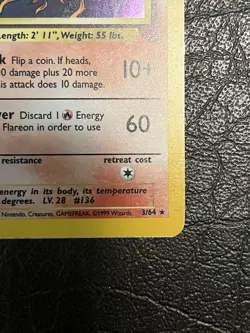 Pokemon Jungle FLAREON Holo Rare 3/64 - Image 5