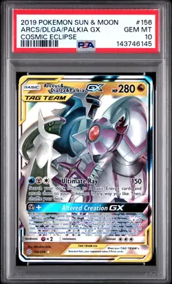 PSA 10 ARCEUS & DIALGA & PALKIA GX 156/236 TAG TEAM COSMIC ECLIPSE POKEMON 😍 - Image 1