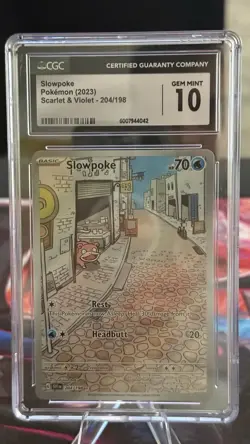 Pokemon TCG Slowpoke 204/198 Scarlet & Violet Illustration Rare PSA 10 - Image 1