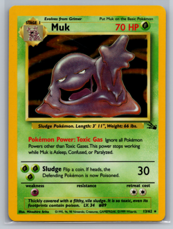 1999 Pokemon Vintage WOTC • Muk • 13/62 • Fossil Unlimited • Holo • Rare • LP - Image 1
