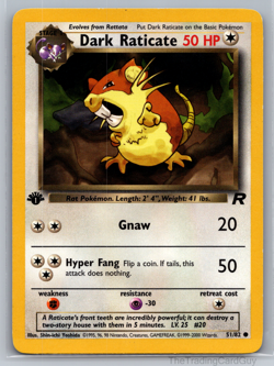1st Edition Dark Raticate 51/82 Team Rocket Non Holo WoTC Pokemon TCG 2000 LP - Image 1