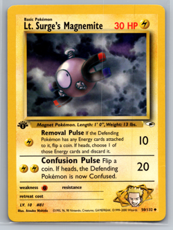 Lt. Surge's Magnemite 50/132 1st Edition Pokemon Gym Heroes MP - Image 1