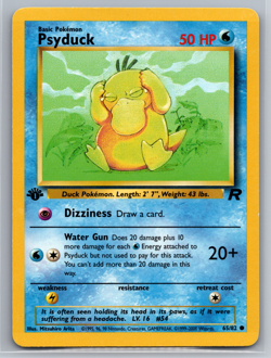 Psyduck 65/82 - 1st Edition Team Rocket Vintage 2000 Pokemon TCG - LP - Image 1
