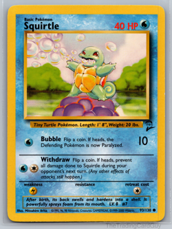 Pokemon TCG Base Set 2 Squirtle #093/130 Common NM - Image 1