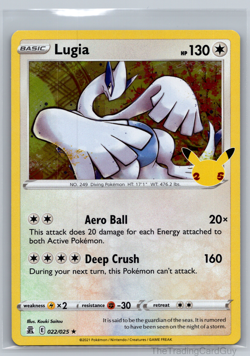 #022/025 Lugia Holo - Pokemon TCG Celebrations 25th Anniversary 2021 - NM - Image 1