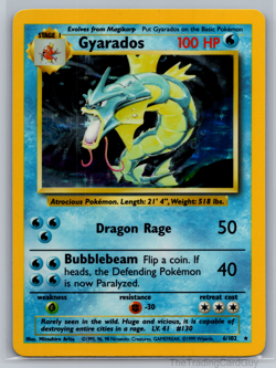 Gyarados 6/102 Base Set Holo Unlimited Rare WOTC Vintage Pokemon TCG LP - Image 1