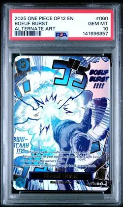 2025 ONE PIECE OP12-LEGACY OF THE MASTER ALTERNATE ART #060 BOEUF BURST PSA 10 - Image 1