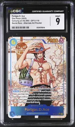 One Piece Portgas D. Ace OP13-119 Carrying on His Will Alt Art Foil CGC 9 - Image 1