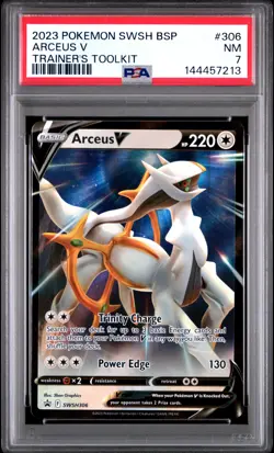 2023 POKEMON SWSH BLACK STAR PROMO TRAINER'S TOOLKIT #306 ARCEUS V PSA 7 - Image 1