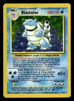 Blastoise 2/102 Holo Rare Base Set Pokemon Card - Image 1