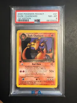 Pokemon Dark Charizard 1st Edition Non-Holo Rare 21/82 Team Rocket PSA 8 NM-MT - Image 1