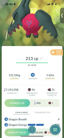 Pokemon Go Legendary Regidrago ( Low CP ) - Image 1