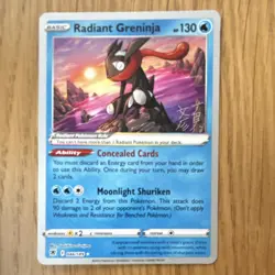 Pokemon Radiant Greninja Radiant Rare 046/189 Basic Water 130 HP World Champion… - Image 1