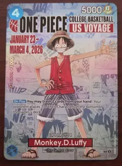 One Piece Monkey.D.Luffy US Voyage College Basketball Promo Card P-055 - Image 1