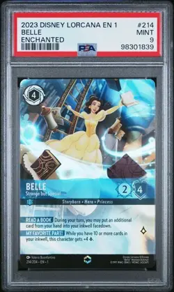 2023 DISNEY LORCANA EN 1-THE FIRST CHAPTER #214 BELLE ENCHANTED PSA 9 - Image 1
