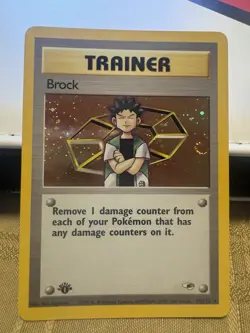 Pokemon Brock 015/132 Gym Heroes 1st Edition Holo Rare Trainer Card English - Image 1