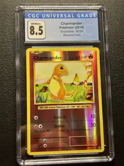 Pokemon Charmander 2016 Evolutions Reverse Holo Card 9/108 CGC 8.5 Near Mint - Image 1