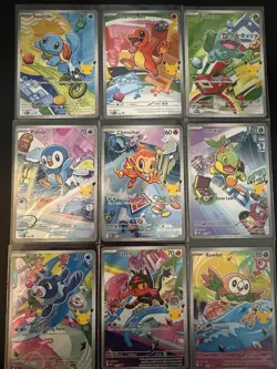 Pokemon First Partner Illustration Card 9 card lot Squirtle Charmander Bulbasaur - Image 1