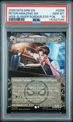 Peter Parker (0208) (Borderless) Marvel's Spider-Man Foil PSA 10 GEM MINT - Image 1